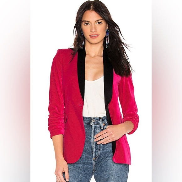Alice + Olivia Fuchsia Pink Velvet blazer - Picture 1 of 10